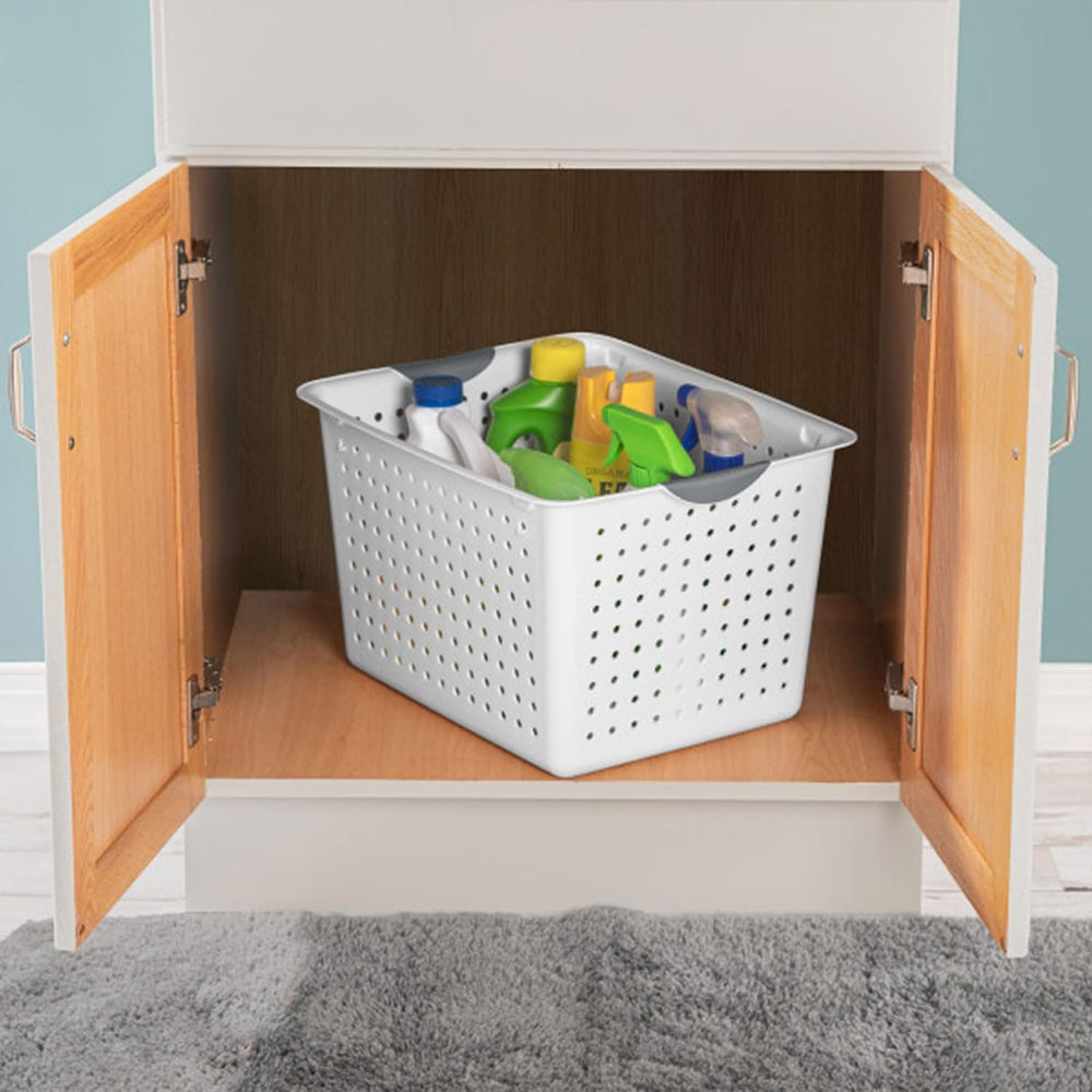 Sterilite Deep Ultra Basket, Open Top Plastic Storage Organizer, 18-Pack