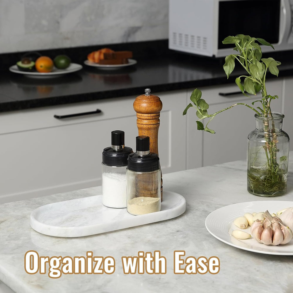 African Natural Marble Decorative Tray, 12"x6" - Countertop Organiz...