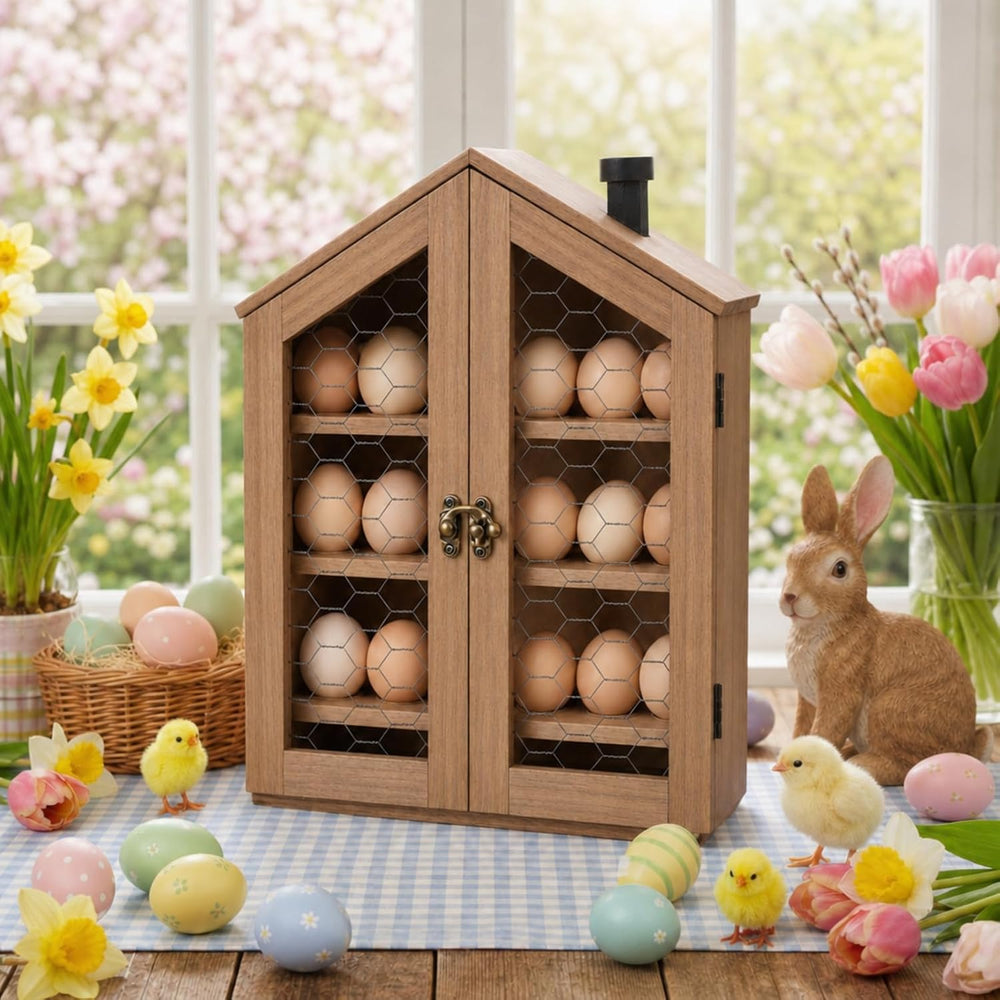 Xuhal Wooden Egg Holder Countertop Farmhouse House Shape Egg Storage Decor 3 ...