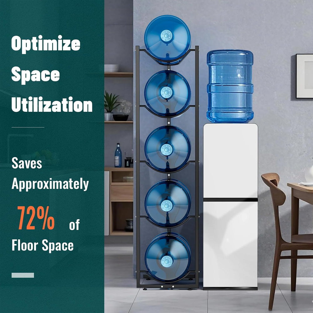 5 Gallon Water Jug Stand Holder: 5 Tier Water Bottle Rack