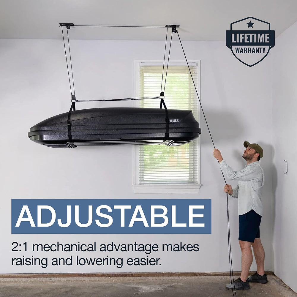 StoreYourBoard Cargo Box Pulley System – Heavy-Duty Garage Hoist Lift for Roo...