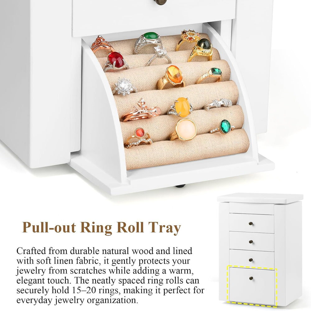 Meangood Jewelry Box Jewelry Organizer, 5-Layer Wooden Jewelry Organizers and...
