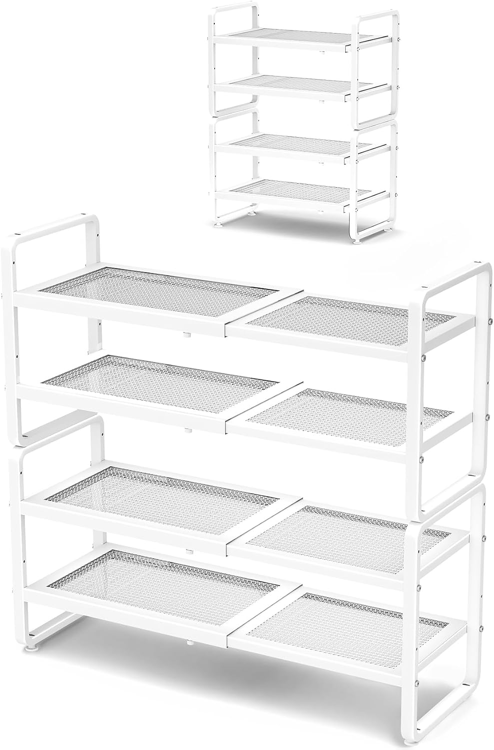 Expandable Metal Shoe Rack for Closet, Entryway & Garage, 4-Tier, White