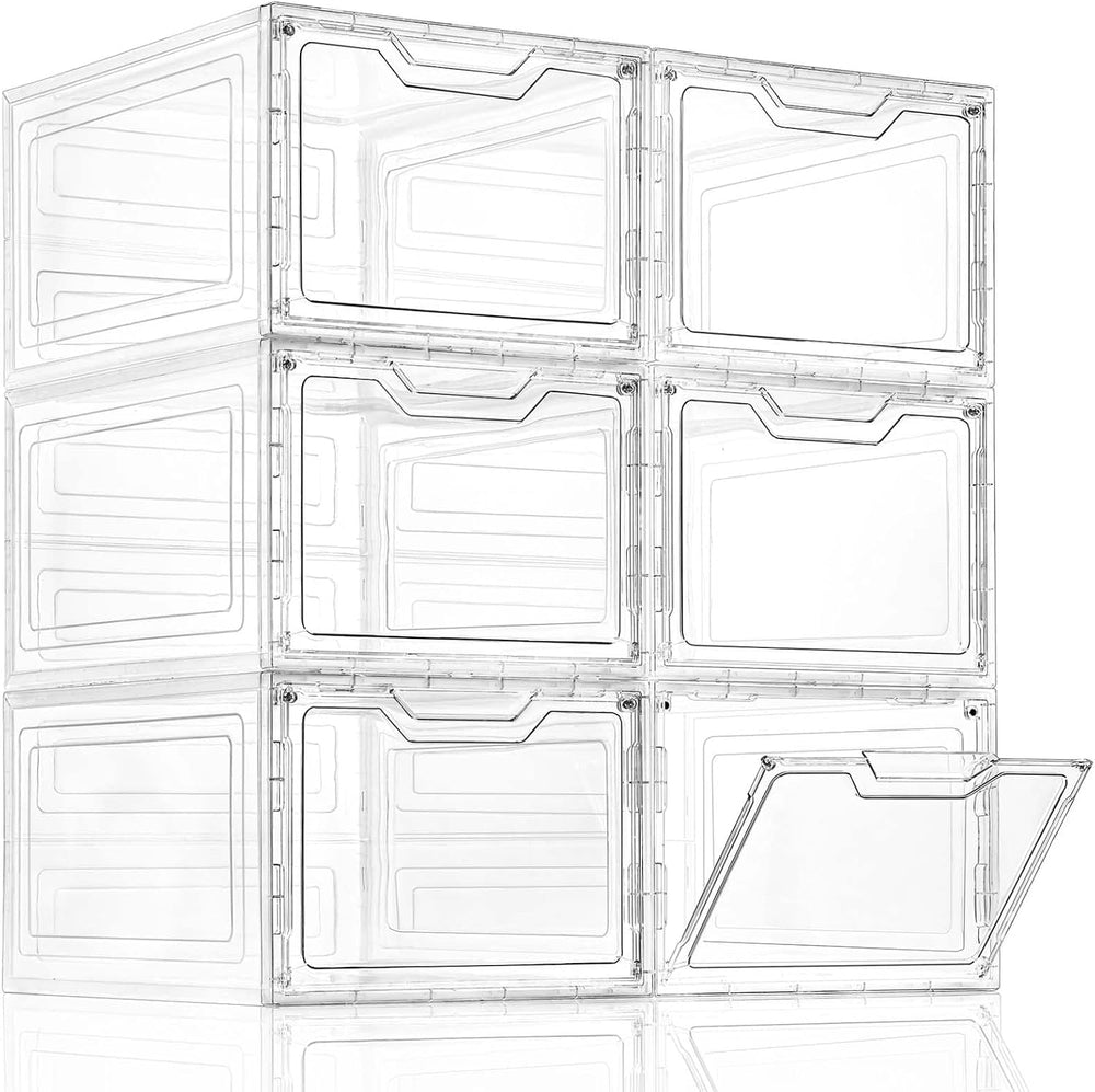 6 Pack Clear Storage Bins with Lids, 19 Qt Closet Organizers and Storage