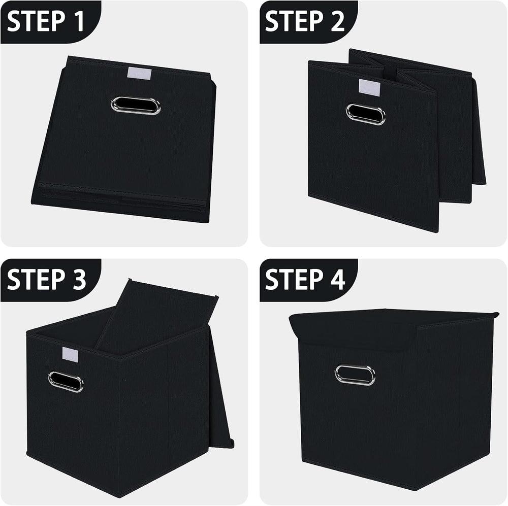 Closet Organizers Fabric Storage Bins With Lids Collapsible Cube Storage Orga...