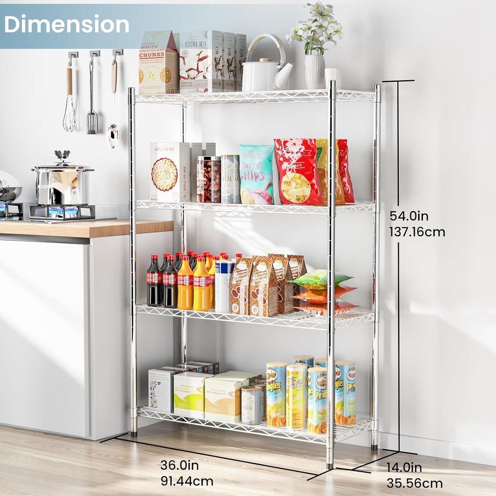 Whitmor 4 Tier Supreme Shelves, Adjustable Metal Storage Shelves, Durable Hea...
