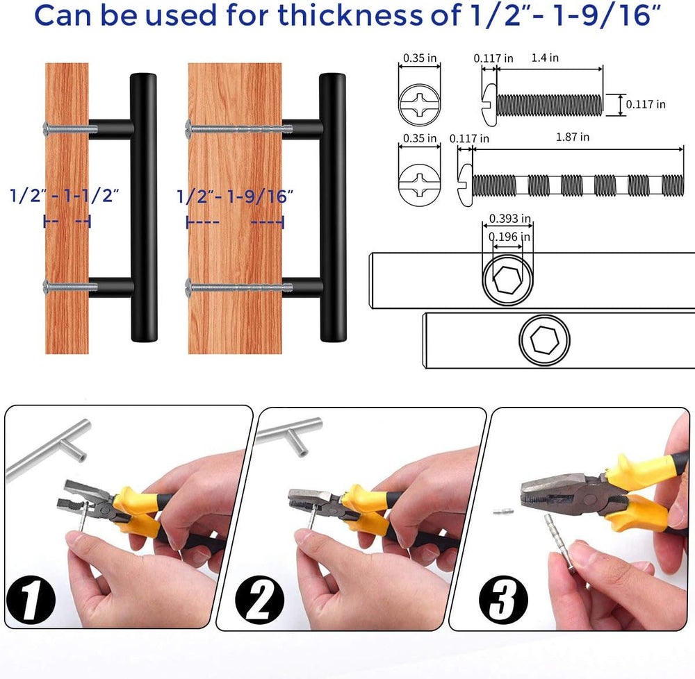 Ravinte Cabinet Handles,5" Length,3" Hole Center,Matte Black,35 Pack