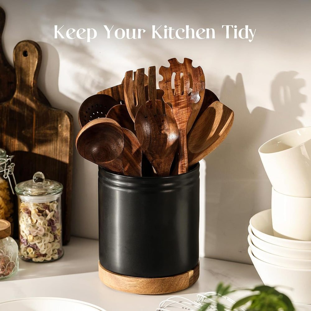 DOWAN 7.6" 360° Rotating Utensil Holder, Kitchen Utensil Holder for Coun...