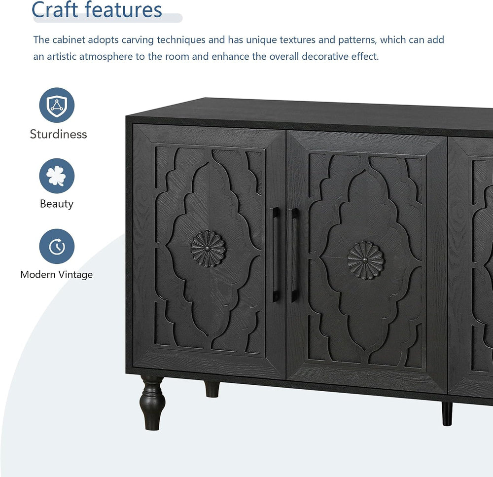 LUMISOL Sideboard Buffet Cabinet with Storage, Accent Storage Cabinet with 4 ...
