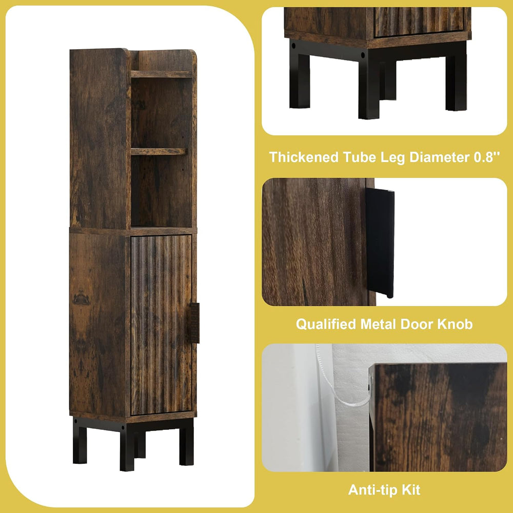 FerniTry Small Bathroom Storage Cabinet, Corner Floor Narrow Toilet Paper Cab...