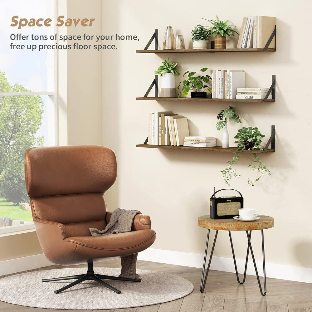 Forbena Floating Book Shelves for Wall Set of 3, 36 Inches Long Wall Bookshel...
