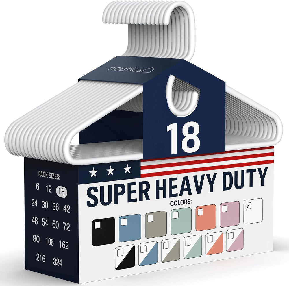 Super Heavy Duty Clothes Hangers 18 Pack – Made in the USA - 10lb Capacity, T...