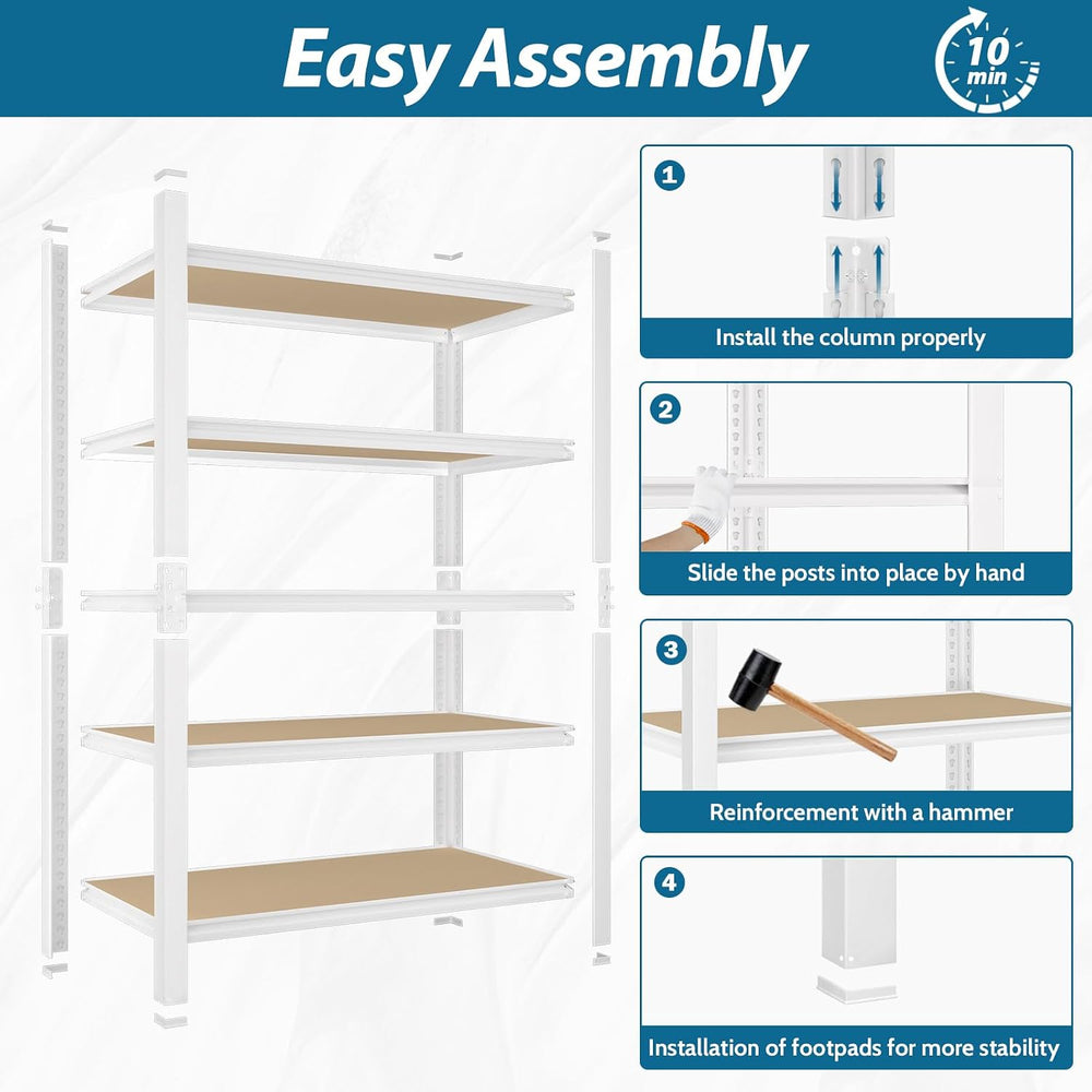 PrimeZone 28"W x 12"D x 59"H Closet Storage Shelves, 5-Tier Me...
