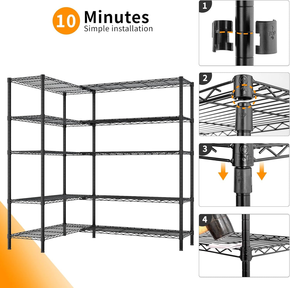 Karl home Black 5 Tier Adjustable Garage Storage Shelves