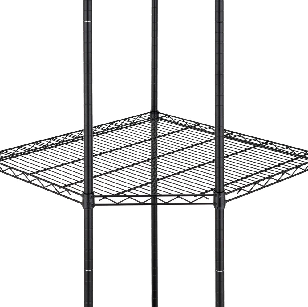 5-Tier Adjustable Wire Shelving with Wheels, Corner Wire Shelf Rack for Kitch...