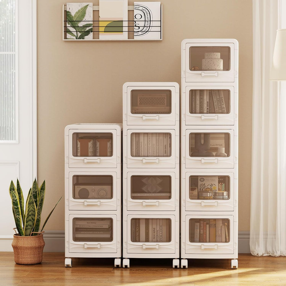 Giantex 3-Tier Rolling Storage Cart, Utility Cart with 3 Drawers & Lockab...