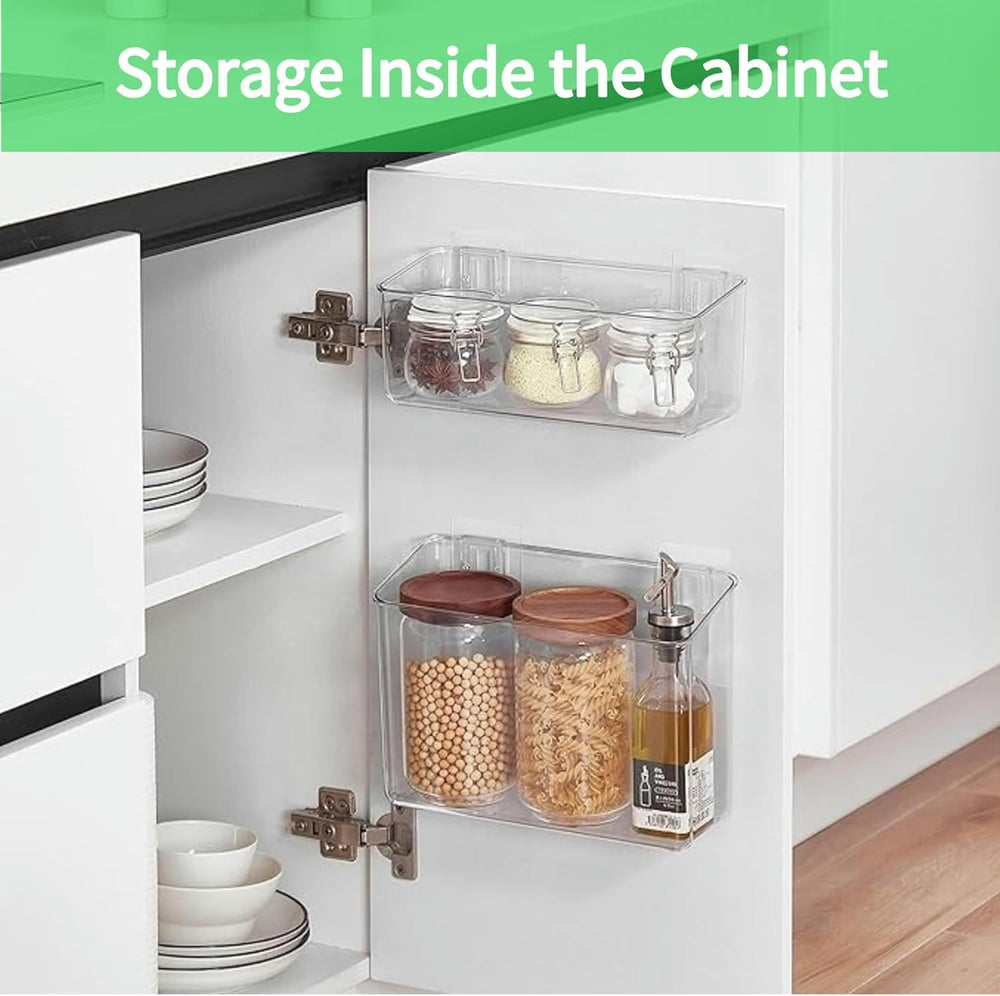 4 Pack Plastic Over Cabinet Door Organizer, Adhesive Mount Storage Organizer ...
