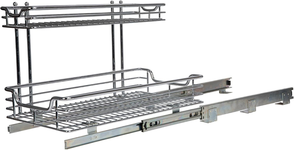 Household Essentials Glidez 2‑Tier Large Multipurpose Chrome‑Plated Steel Pul...