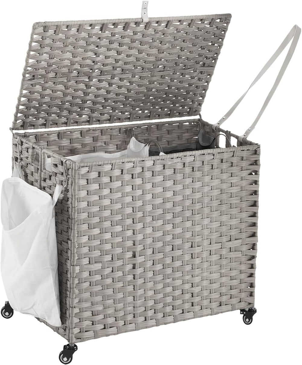 Laundry Hamper with Wheels, 34.3 Gallon(130L) Rolling Laundry Basket with Lid...