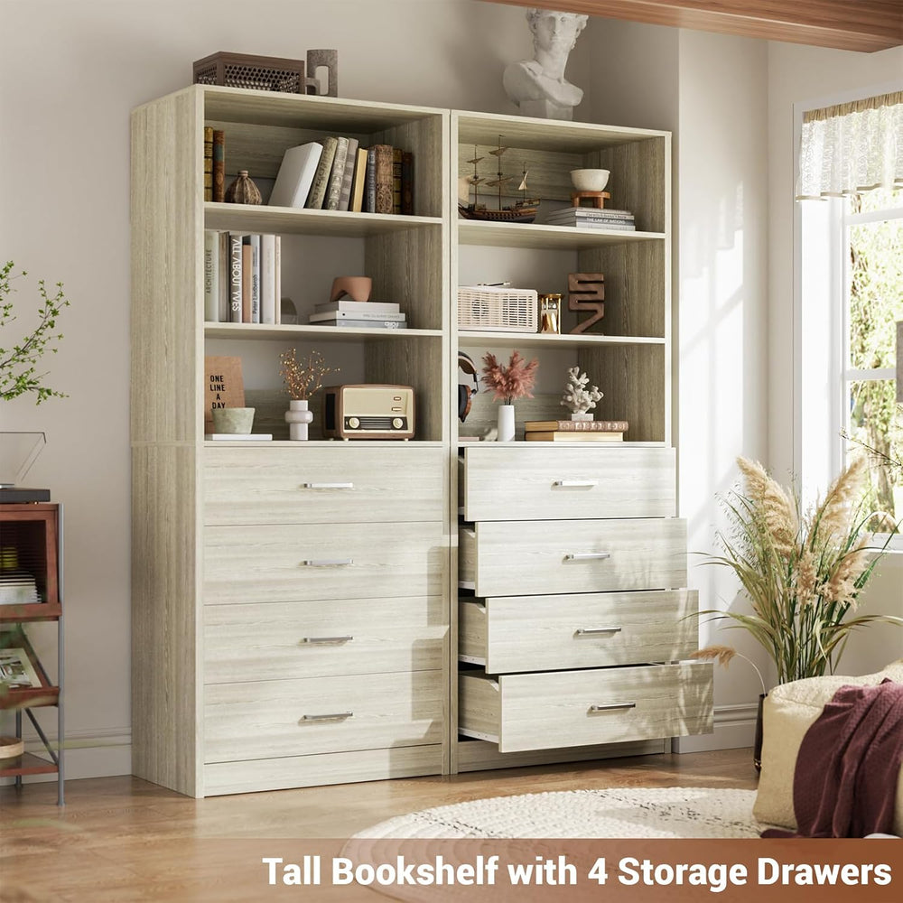 Aheaplus Closet Drawer System, 21.3" Wood Closet Organizer System,White Oak