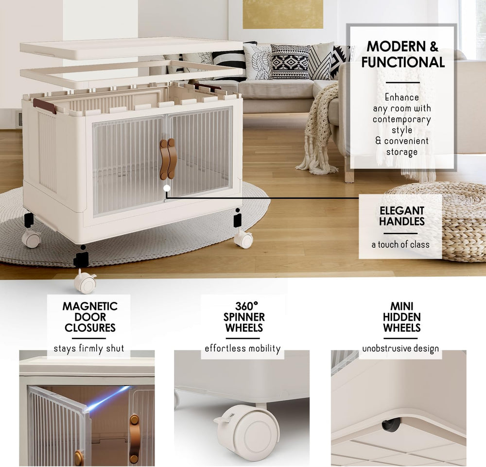 1 Tier Plastic Stackable Storage Bins Open Front with Lids & 360° Wheels ...