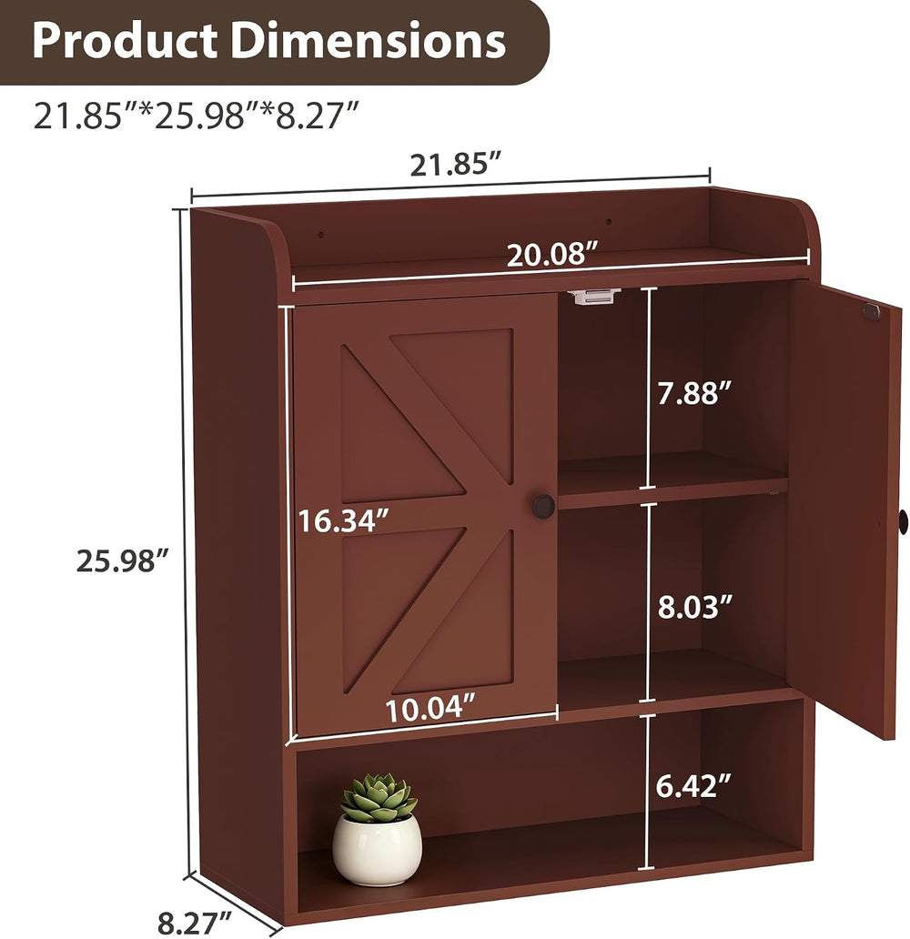 EasyCom Bathroom Wall Cabinet, Wall Mounted Over Toilet Storage Cabinet