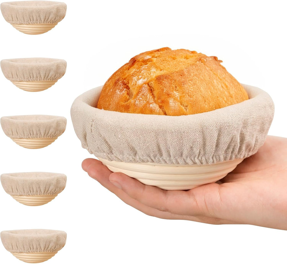 Kikcoin 6 Pack Banneton Bread Proofing Basket, 5 Inch Mini Banneton Basket