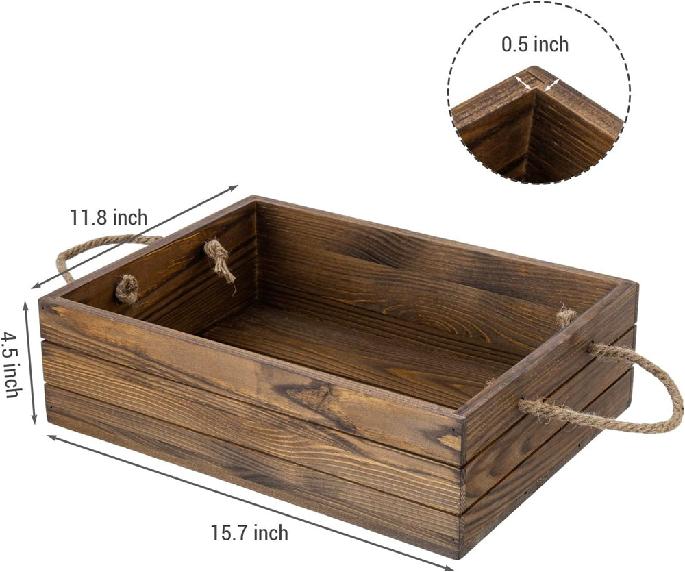 MyGift 15 Inch Rustic Wood Storage Box, Farmhouse Crate with Handles