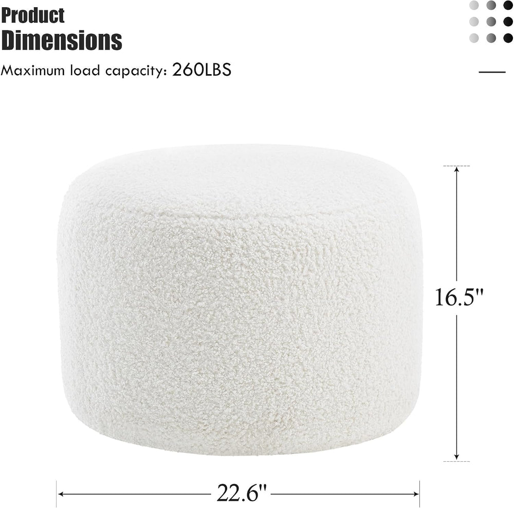 Flouki Pouf Ottoman Footrest, Foot Stools, Modern Round Upholstered Ottomans,...