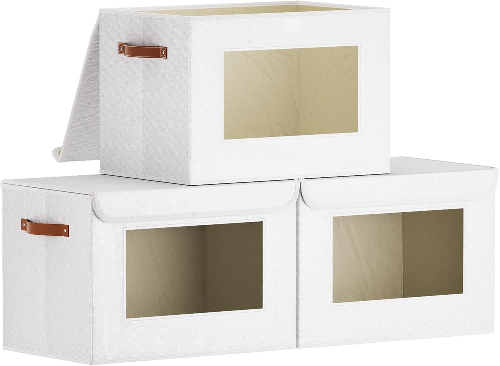 Storage Box for Shelves,White Basket,17.7x11.8x11.8In,3Pack
