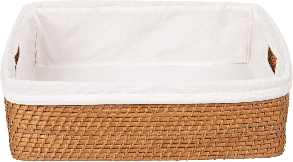 KOUBOO Laguna Rattan Shelf Basket with Liner,Wicker Storage Bin,Honey Brown