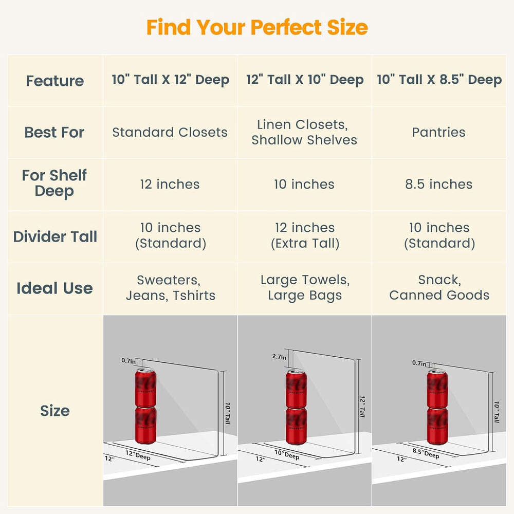 OKPOW Shelf Dividers for Closet Organizer: 12 Inch Tall Acrylic Clear Closets...