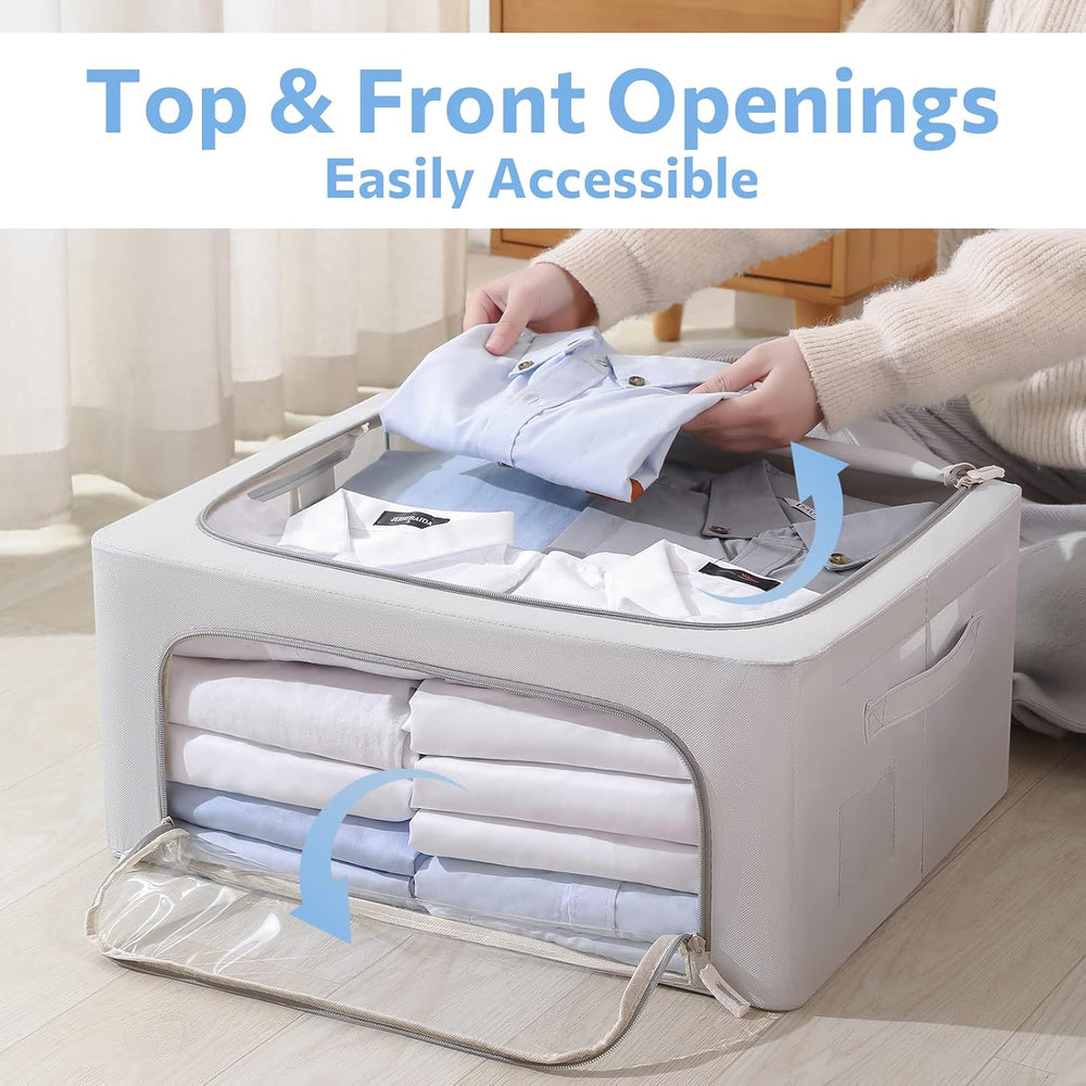CYhom 3Pack Frame Storage Box - Clothes Storage Bin Bags Oxford Fabric Foldab...