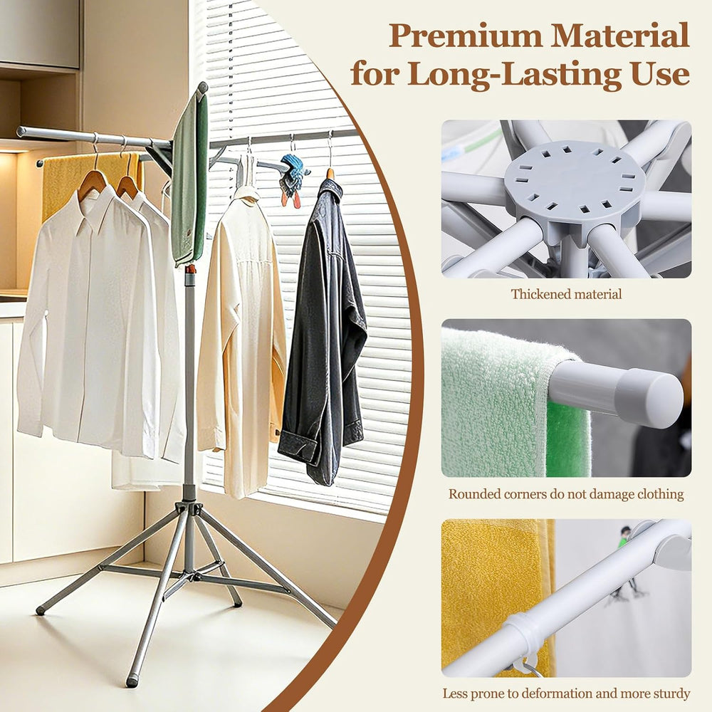 Adjustable Collapsible Umbrella Style Clothes Drying Rack, 4Legs6Telescopic A...