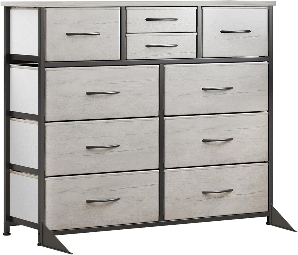 LUMTOK 10 Drawers Dresser with Fabric Bins for Bedroom,Closets，Greige
