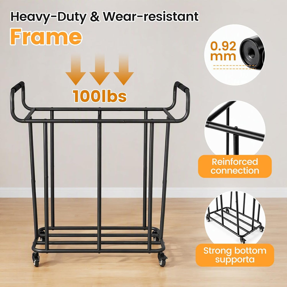 360L 2 Section Rolling Laundry Sorter Cart with Wheels