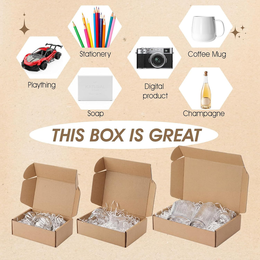 Qilery 100 Pcs Small Shipping Boxes Assorted Sizes, 6x4x2", 7x5x2",...