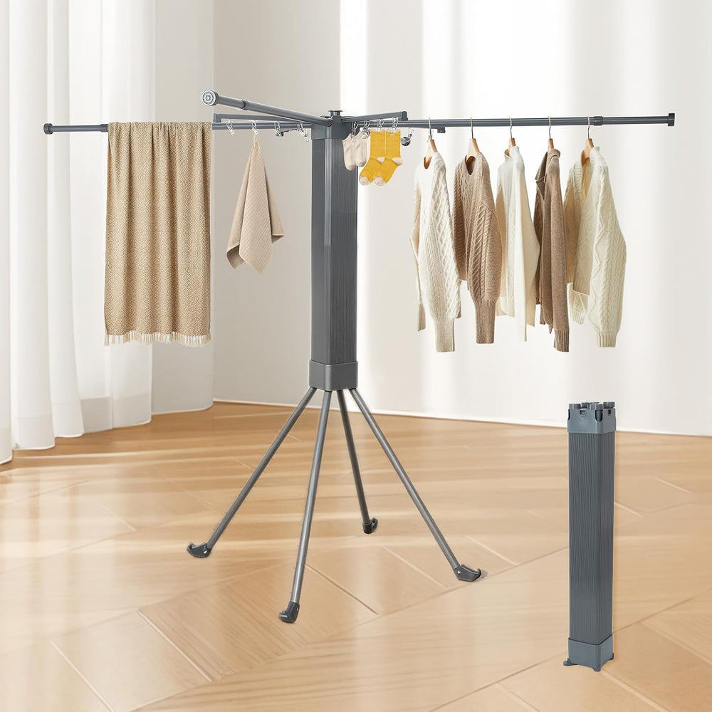 4-Legged Clothes Drying Rack Foldable Extending Laundry Rack,Grey