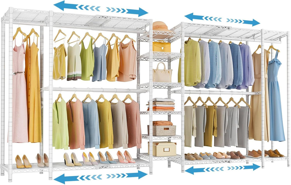 VIPEK X5 Extra Large Expandable Clothes Rack, Closet Organizer System White