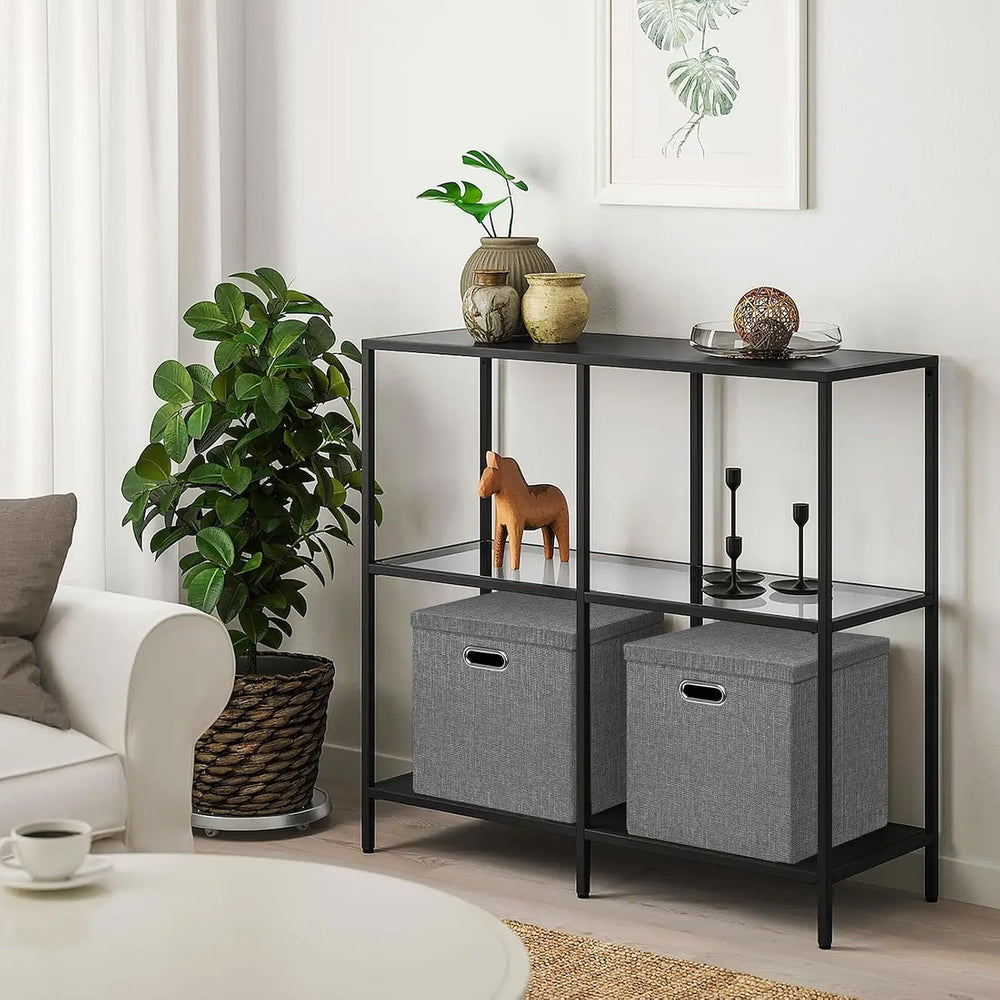 Linen Storage Bins with Lids,13 x 13 Inch Foldable Fabric Cube Baskets Boxes ...