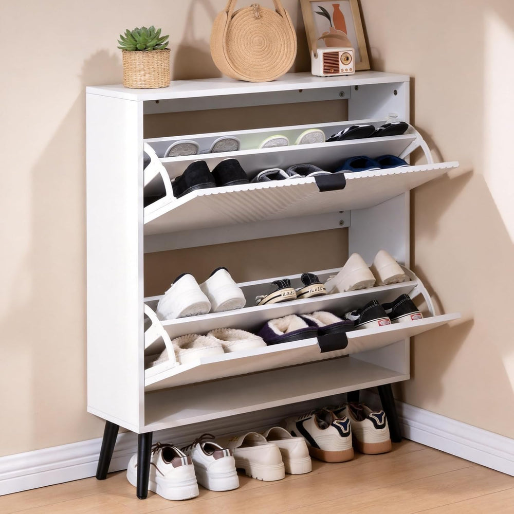 Shoe Cabinet Storage with 2 Flip Drawers, 31.5'' W Freestanding Shoes...