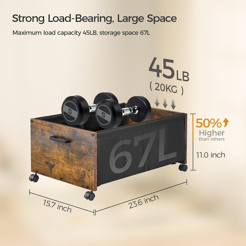 FOUCSSOMEI Under Bed Storage with Wheels, Wooden Under Bed Drawers On Wheels,...