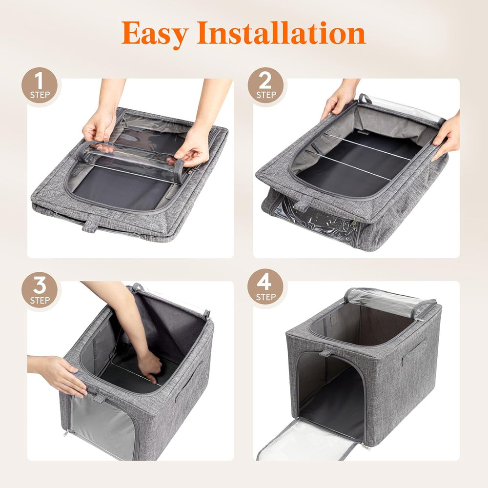 Lifewit 40L Clothes Storage Bins with Metal Frame for Closet, 6 Pack