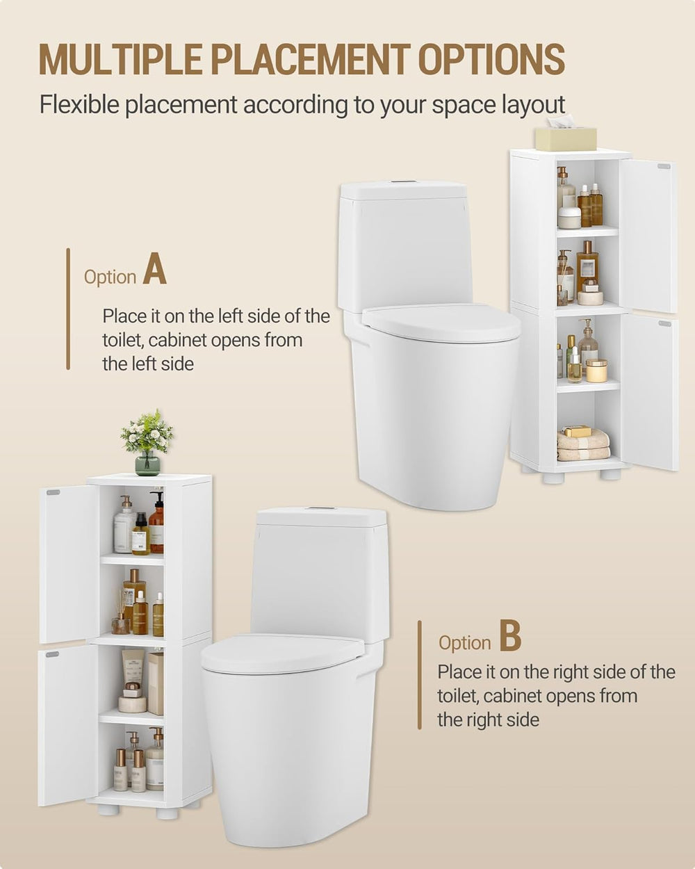 Hzuaneri Corner Bathroom Cabinet,Small Corner Floor Cabinet with 4 Doors