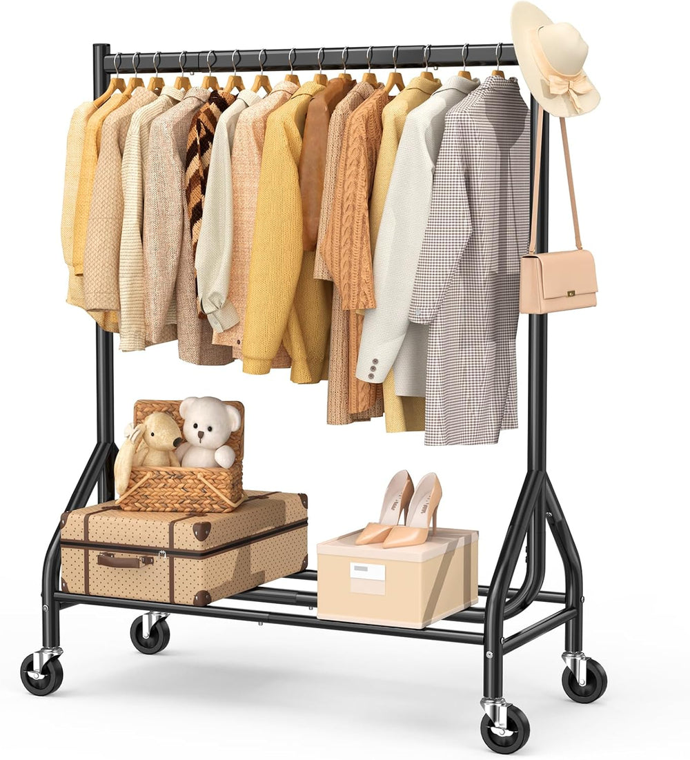 EAGMAK Heavy Duty Clothes Rack Load 420 LBS, Rolling Garment Rack with Lockab...