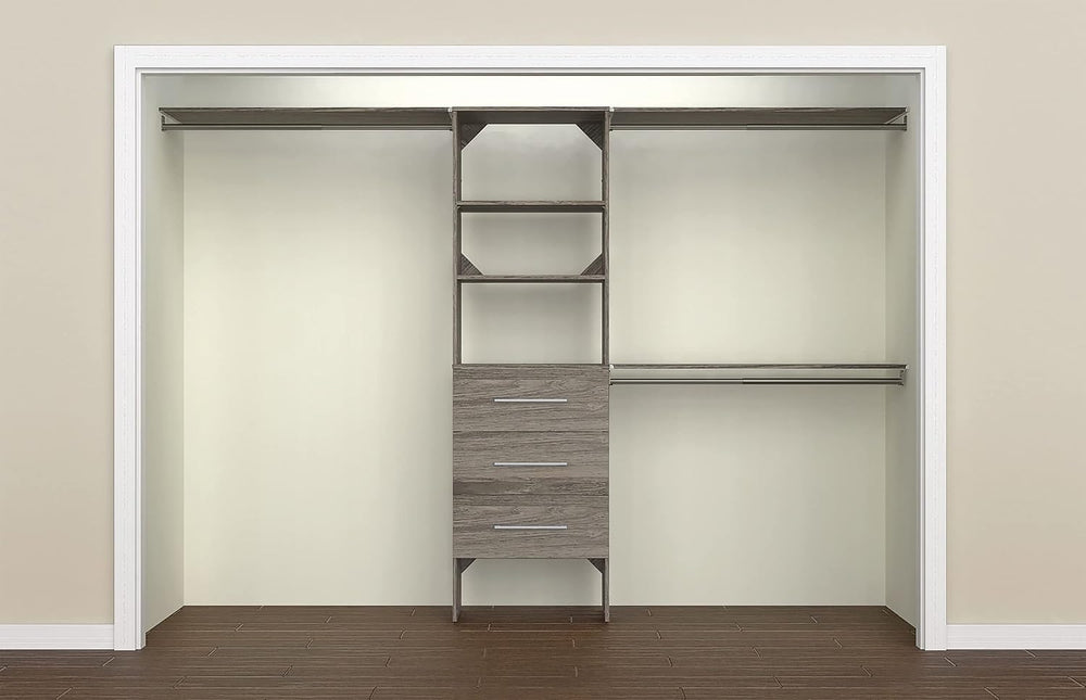 ClosetMaid SuiteSymphony Wood Closet Organizer Kit with Tower, 3 Hang Rods, T...