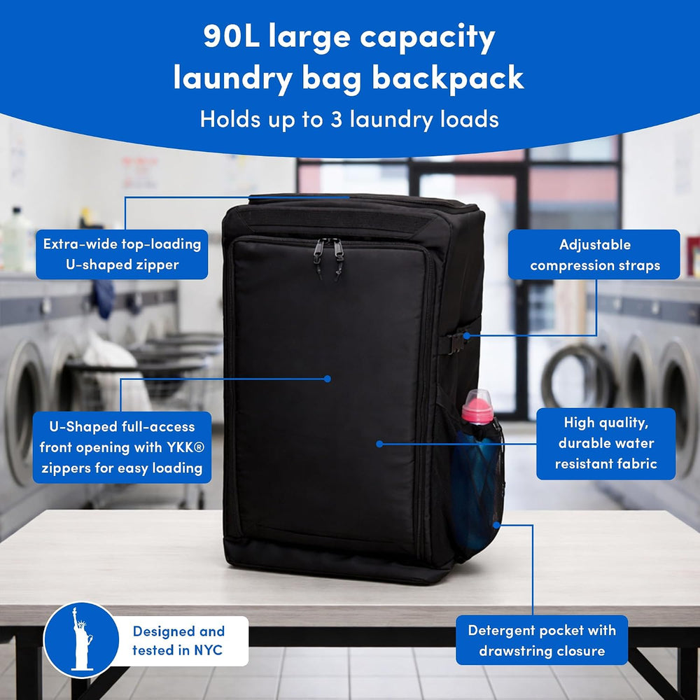Otis 90L Extra Large Laundry Backpack Bag with Front-Load Access, Heavy Duty ...