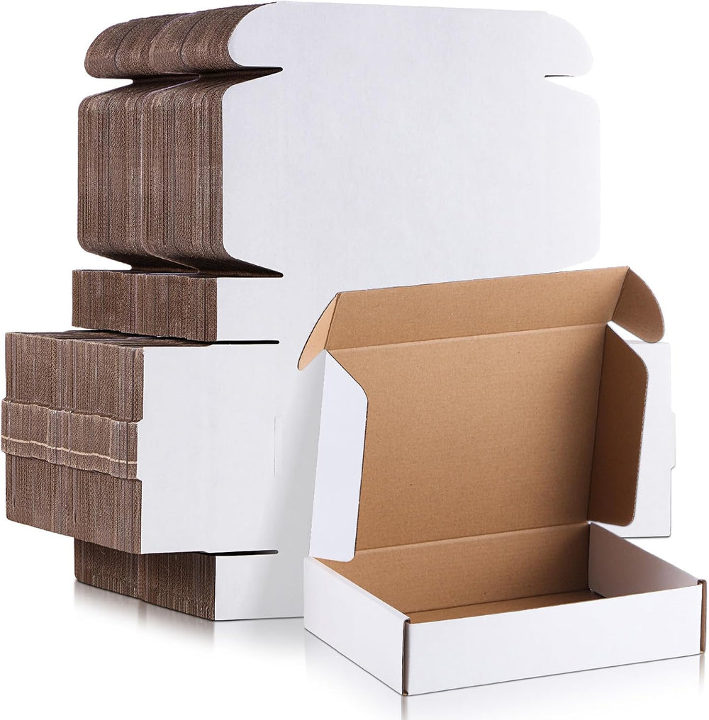 Qilery 200 Pcs 7.09 x 5.12 x 1.97 Inches Mailing Boxes White Mailer Boxes
