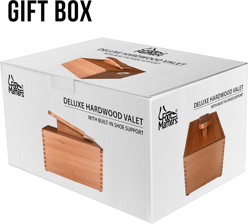 FOOTMATTERS Shoe Shine Valet Box - Hardwood Boot & Shoe Care