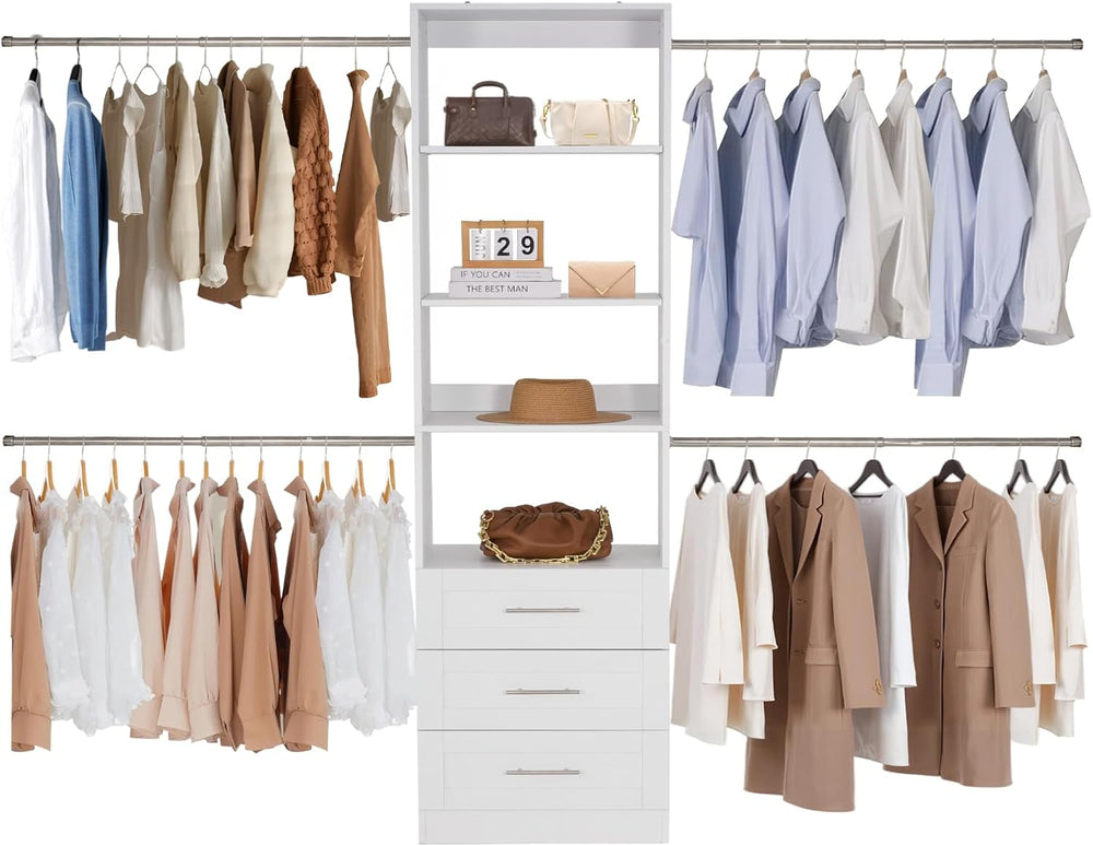 VEVOR Closet System with 3 Drawers, Adjustable Height Wooden Closet Organizer...